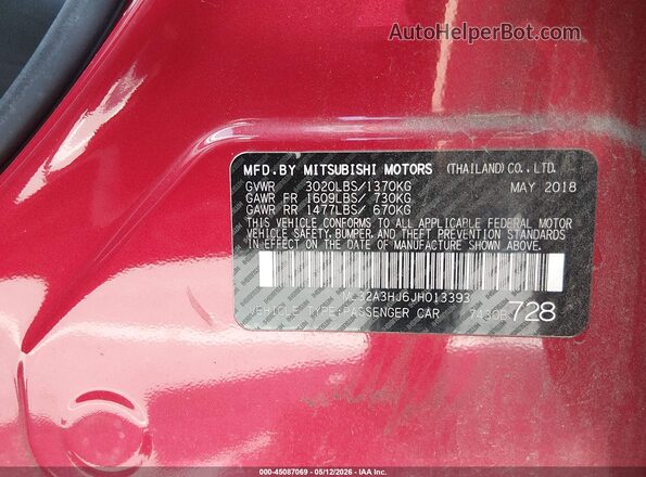 ML32A3HJ6JH013393 2018 MITSUBISHI MIRAGE Red Engine compartment view