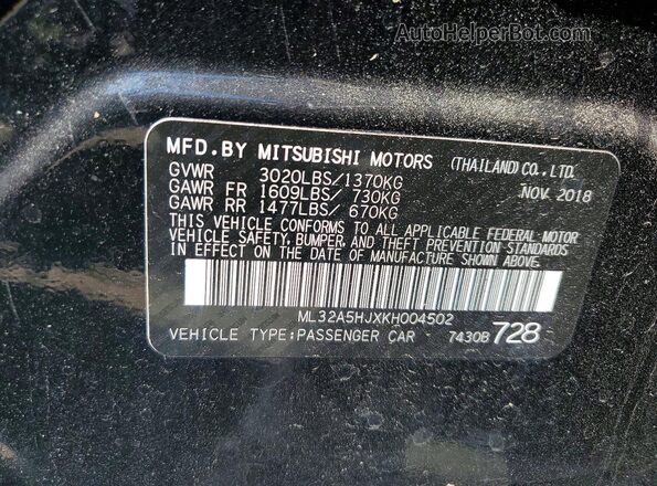 ML32A5HJXKH004502 2019 MITSUBISHI MIRAGE Black 