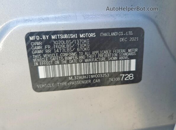 ML32AUHJ1NH003253 2022 MITSUBISHI MIRAGE Silver 