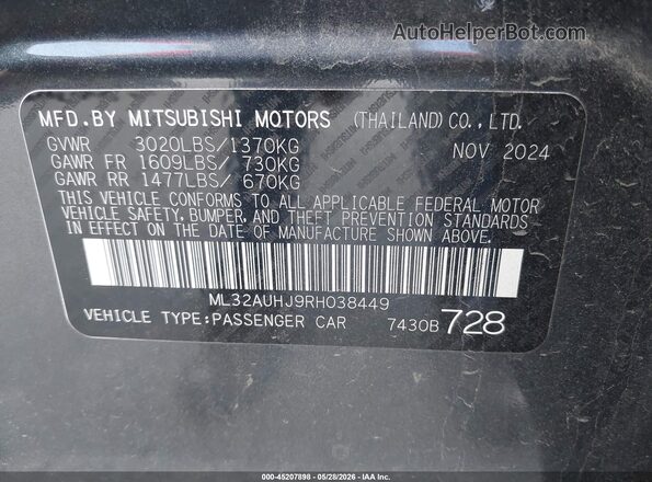 ML32AUHJ9RH038449 2024 MITSUBISHI MIRAGE Gray Շարժիչի բաժամունքի տեսք