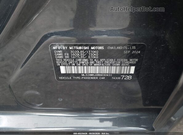 ML32AWHJ0RH030431 2024 MITSUBISHI MIRAGE Gray ძრავის განყოფილების ხედი