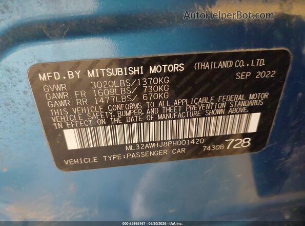 ML32AWHJ8PH001420 2023 MITSUBISHI MIRAGE Blue Շարժիչի բաժամունքի տեսք