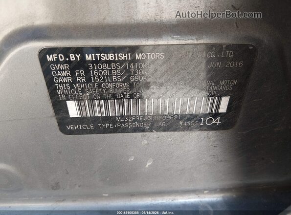 ML32F3FJ6HHF09621 2017 MITSUBISHI MIRAGE G4 Pewter ძრავის განყოფილების ხედი
