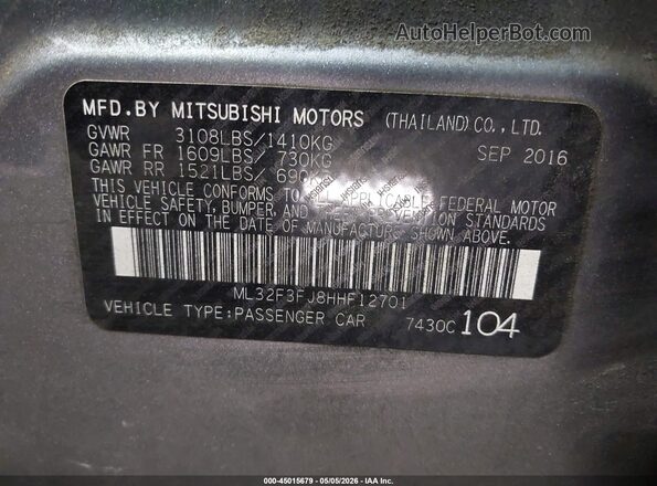 ML32F3FJ8HHF12701 2017 MITSUBISHI MIRAGE G4 Серый Вид подкапотного пространства
