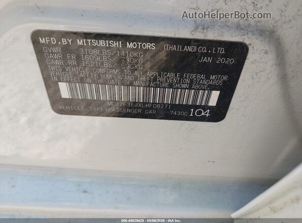 ML32F3FJXLHF08271 2020 MITSUBISHI MIRAGE G4 Белый 