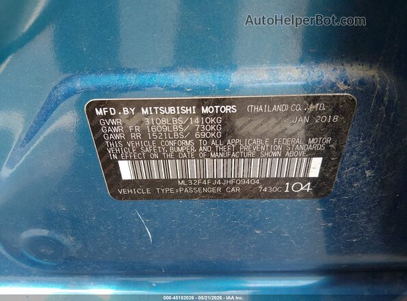 ML32F4FJ4JHF09404 2018 MITSUBISHI MIRAGE G4 Blue Շարժիչի բաժամունքի տեսք