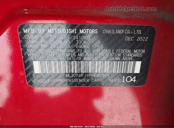 ML32FUFJ1PHF03553 2023 MITSUBISHI MIRAGE G4 Burgundy Вид підкапотного простору