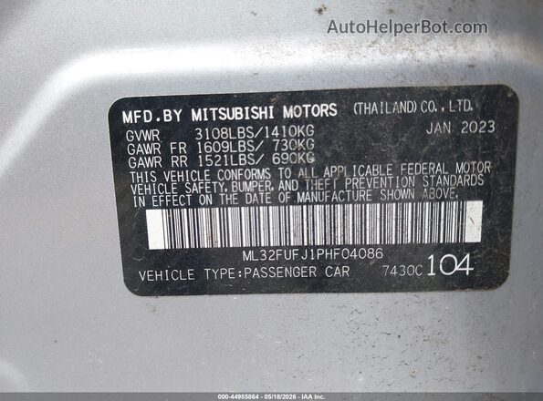 ML32FUFJ1PHF04086 2023 MITSUBISHI MIRAGE G4 Silver Vista del compartimento del motor