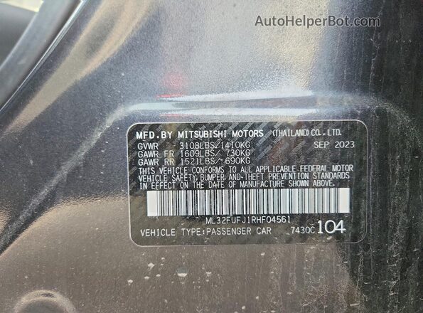 ML32FUFJ1RHF04561 2024 MITSUBISHI MIRAGE Gray 