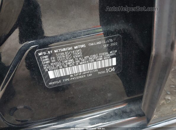 ML32FUFJ4PHF01330 2023 MITSUBISHI MIRAGE G4 Black Շարժիչի բաժամունքի տեսք