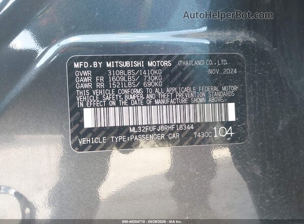 ML32FUFJ8RHF18344 2024 MITSUBISHI MIRAGE G4 Gray Вид підкапотного простору