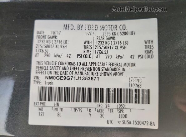 NM0GE9G71J1353671 2018 FORD TRANSIT Charcoal 