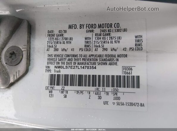 NM0LS7E27L1470354 2020 FORD TRANSIT CONNECT Blue 