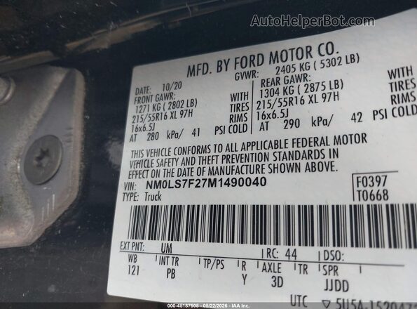 NM0LS7F27M1490040 2021 FORD TRANSIT CONNECT Black Engine compartment view