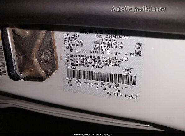 NM0LS7S28P1558372 2023 FORD TRANSIT CONNECT Белый Вид подкапотного пространства