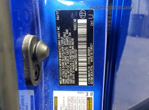 NMTKHMBX2JR022307 2018 TOYOTA C-HR Blue VIN sticker view