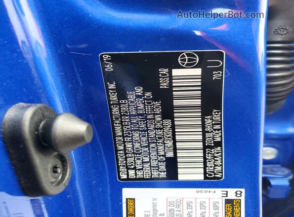 NMTKHMBX5KR094880 2019 TOYOTA C-HR Blue Вид підкапотного простору