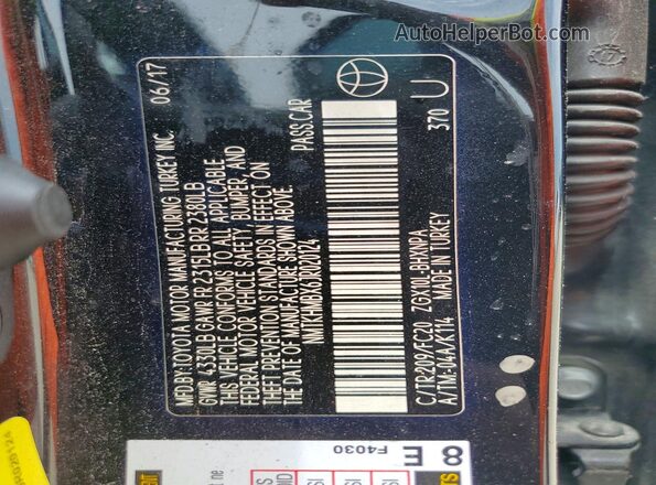 NMTKHMBX6JR020124 2018 TOYOTA C-HR Black VIN կոդի պիտակի տեսք