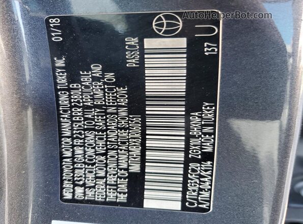 NMTKHMBX8JR060561 2018 TOYOTA C-HR Gray 