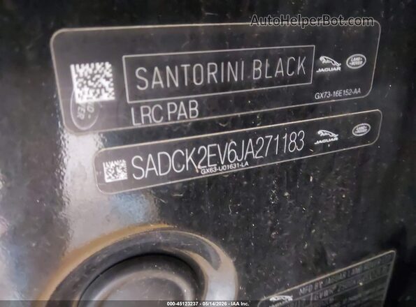 SADCK2EV6JA271183 2018 JAGUAR F-PACE Черный Вид подкапотного пространства