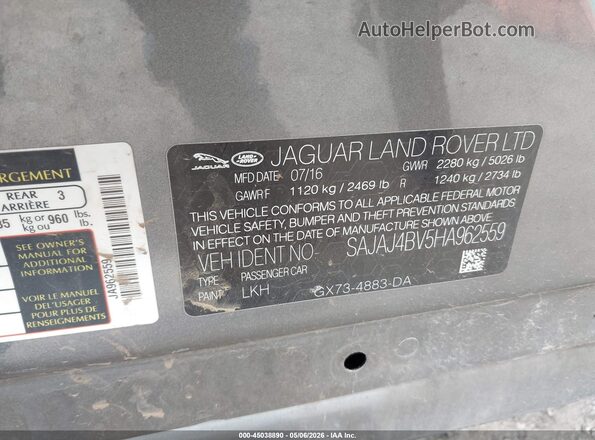 SAJAJ4BV5HA962559 2017 JAGUAR XF Серый Вид подкапотного пространства