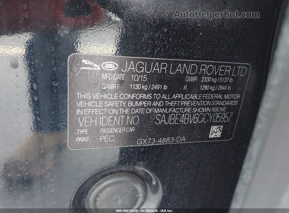 SAJBE4BV6GCY05957 2016 JAGUAR XF Black Вид підкапотного простору