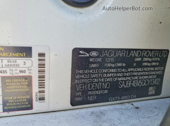 SAJBF4BV5GCY13402 2016 JAGUAR XF Белый Вид подкапотного пространства