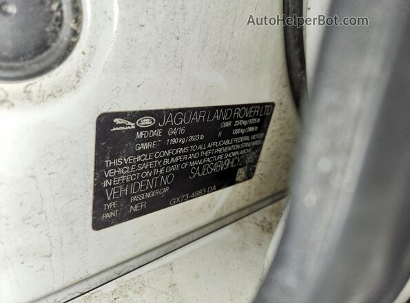 SAJBS4BV9HCY27882 2017 JAGUAR XF Белый Вид наклейки с VIN-кодом