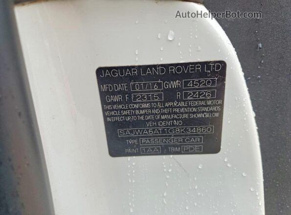SAJWA6AT1G8K34860 2016 JAGUAR F-TYPE White 