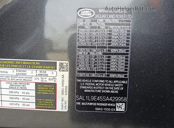 SAL1L9E45SA429958 2025 LAND ROVER RANGE Charcoal 