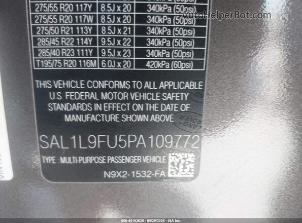 SAL1L9FU5PA109772 2023 LAND ROVER RANGE ROVER SPORT Gray Vista del compartimento del motor
