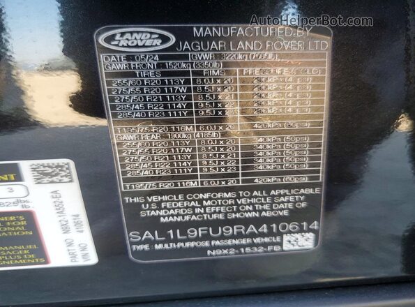 SAL1L9FU9RA410614 2024 LAND ROVER RANGE Black 