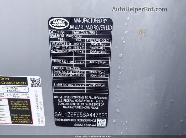 SAL1Z9F95SA447823 2025 LAND ROVER RANGE ROVER SPORT Gray ძრავის განყოფილების ხედი