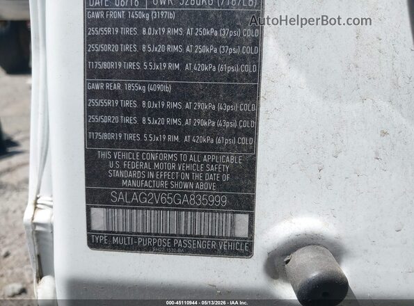 SALAG2V65GA835999 2016 LAND ROVER LR4 White 