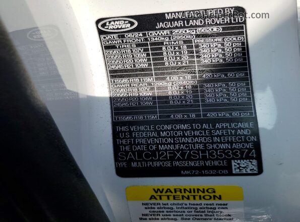 SALCJ2FX7SH353374 2025 LAND ROVER DISCOVERY White სალონის 360-გრადუსიანი ხედი