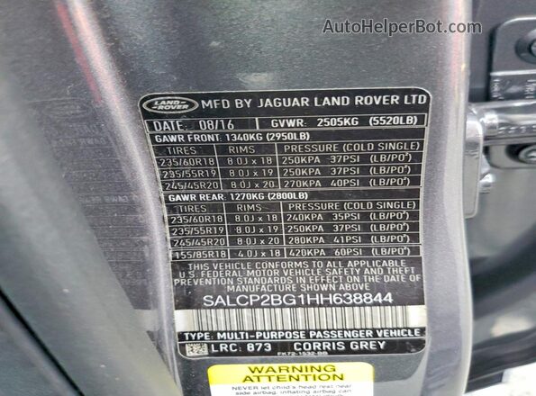 SALCP2BG1HH638844 2017 LAND ROVER DISCOVERY Gray 