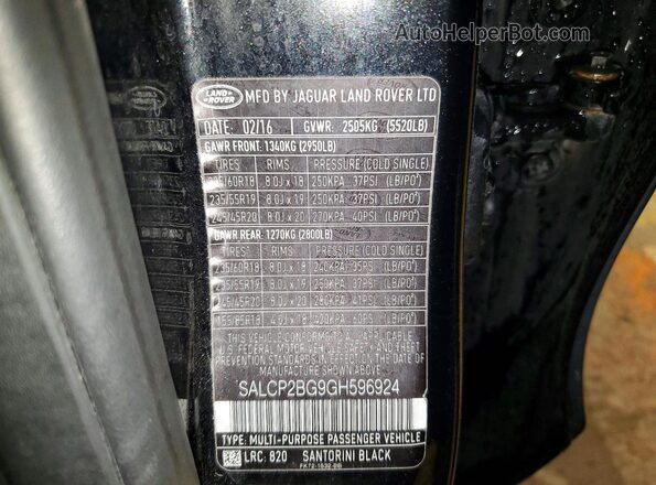 SALCP2BG9GH596924 2016 LAND ROVER DISCOVERY Black 