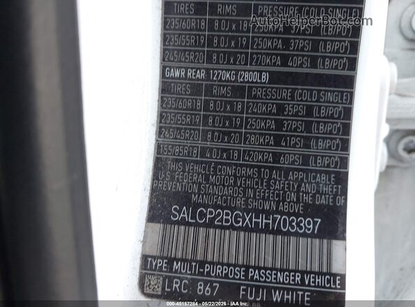 SALCP2BGXHH703397 2017 LAND ROVER DISCOVERY SPORT White Շարժիչի բաժամունքի տեսք