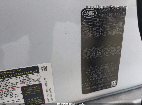 SALE2FEU6P2208387 2023 LAND ROVER DEFENDER White Engine compartment view