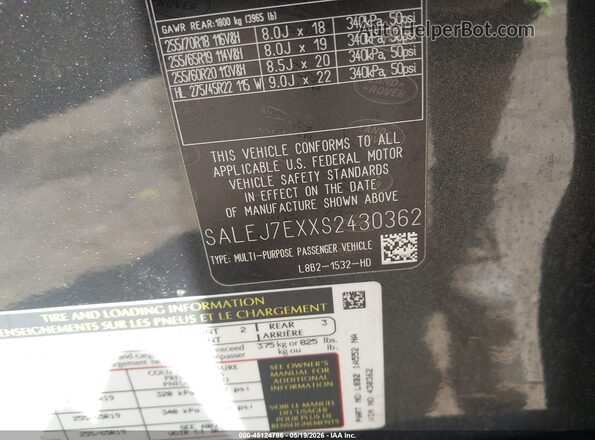 SALEJ7EXXS2430362 2025 LAND ROVER DEFENDER Gray 