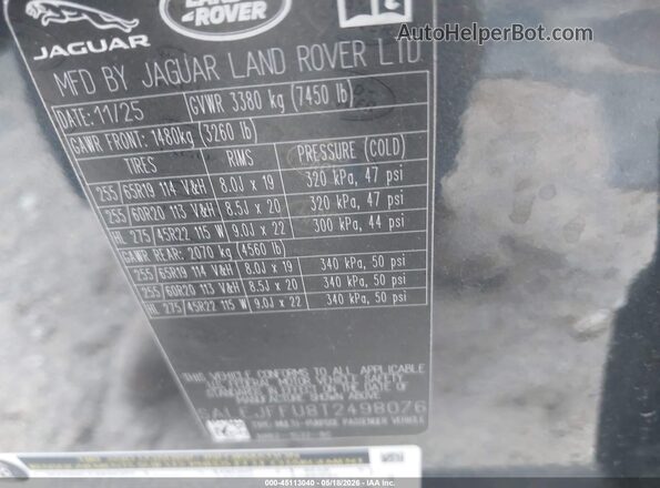 SALEJFFU8T2498076 2026 LAND ROVER DEFENDER Серый Вид подкапотного пространства