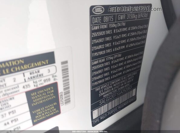 SALGS2EF1GA252063 2016 LAND ROVER RANGE ROVER White Շարժիչի բաժամունքի տեսք
