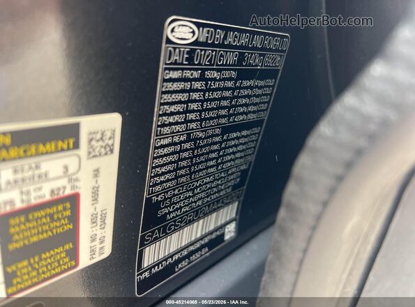 SALGS2RU2MA434021 2021 LAND ROVER RANGE ROVER Gray Շարժիչի բաժամունքի տեսք