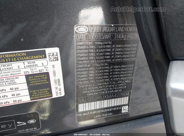 SALGS2RUXMA422604 2021 LAND ROVER RANGE ROVER Dark Blue 