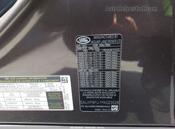 SALKP9FU1PA023528 2023 LAND ROVER RANGE ROVER Silver Вид підкапотного простору