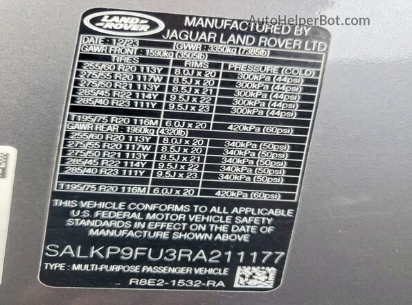 SALKP9FU3RA211177 2024 LAND ROVER RANGE Silver Սալոնի 360 աստիճան տեսք
