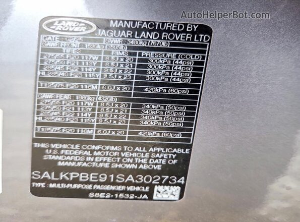 SALKPBE91SA302734 2025 LAND ROVER RANGE ROVER Silver 