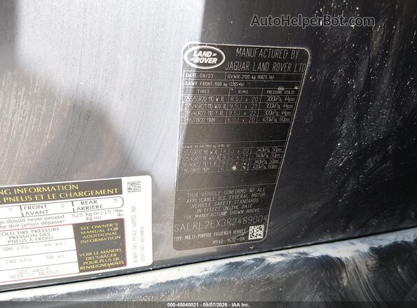 SALRL2EX3R2489004 2024 LAND ROVER DISCOVERY Gray Вид підкапотного простору