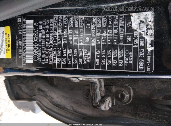 SALVP2RX6KH345060 2019 LAND ROVER RANGE ROVER EVOQUE Black Շարժիչի բաժամունքի տեսք
