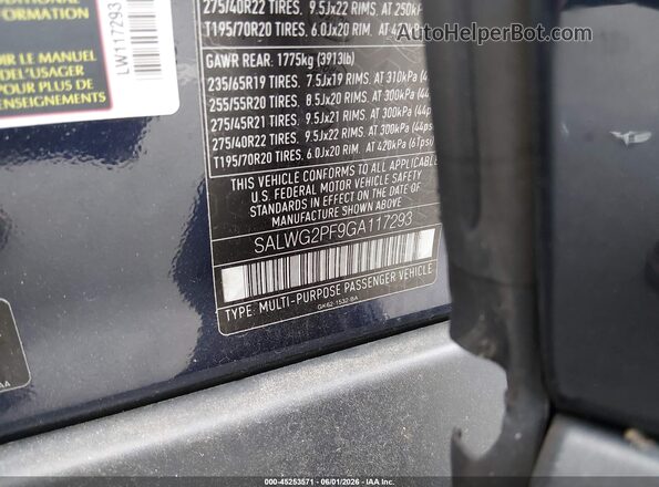 SALWG2PF9GA117293 2016 LAND ROVER RANGE ROVER SPORT Blue Vista del compartimento del motor